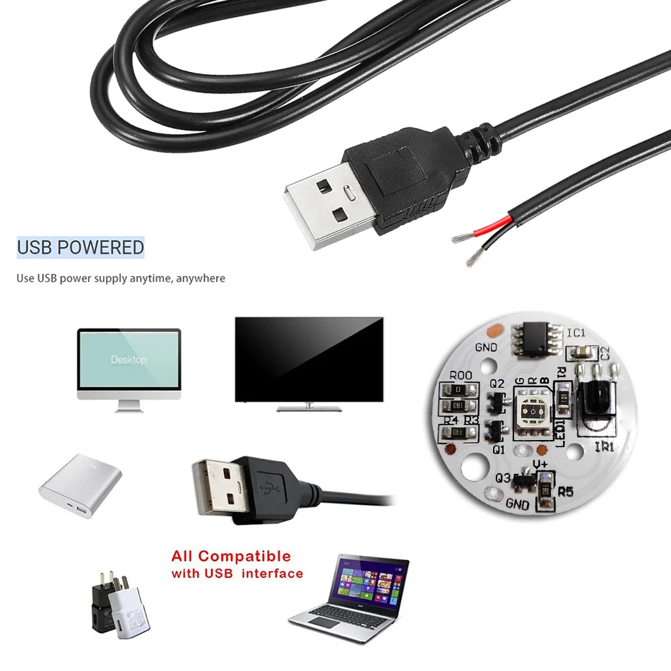 1 zestaw DC 5V niskonapięciowy kolorowy gradientowy okrągły panel LED RGB z kablem przełączającym USB 1,5 m i bezprzewodowym pilotem do ściemniania na podczerwień