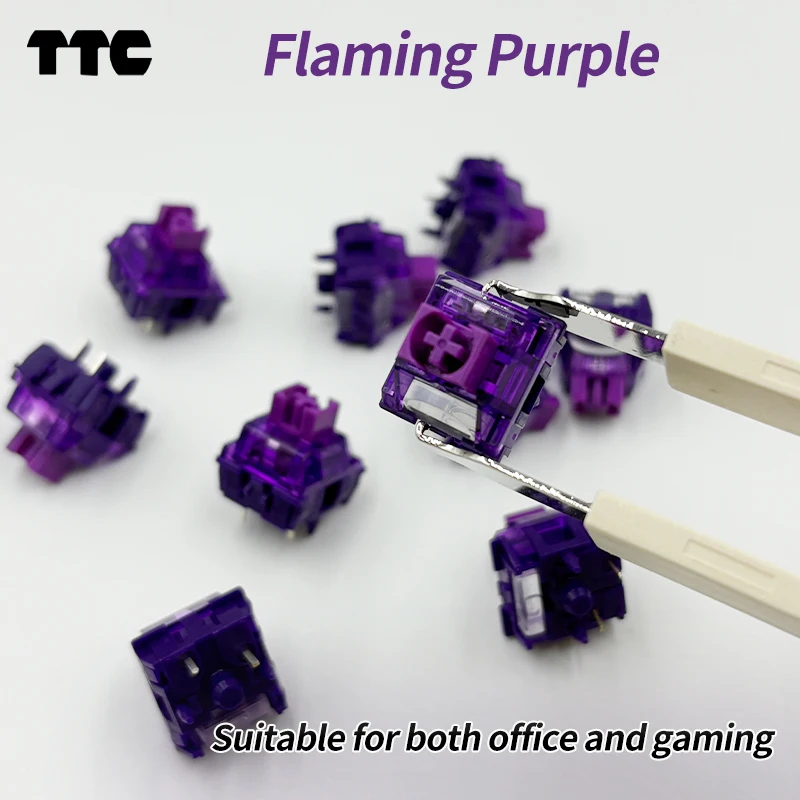 

TTC Flaming Purple Keyswitch V2 Linear Switch 42g 3 Pins Office Gamer Electronic Sports Mechanical Keyboard Lubed Switches