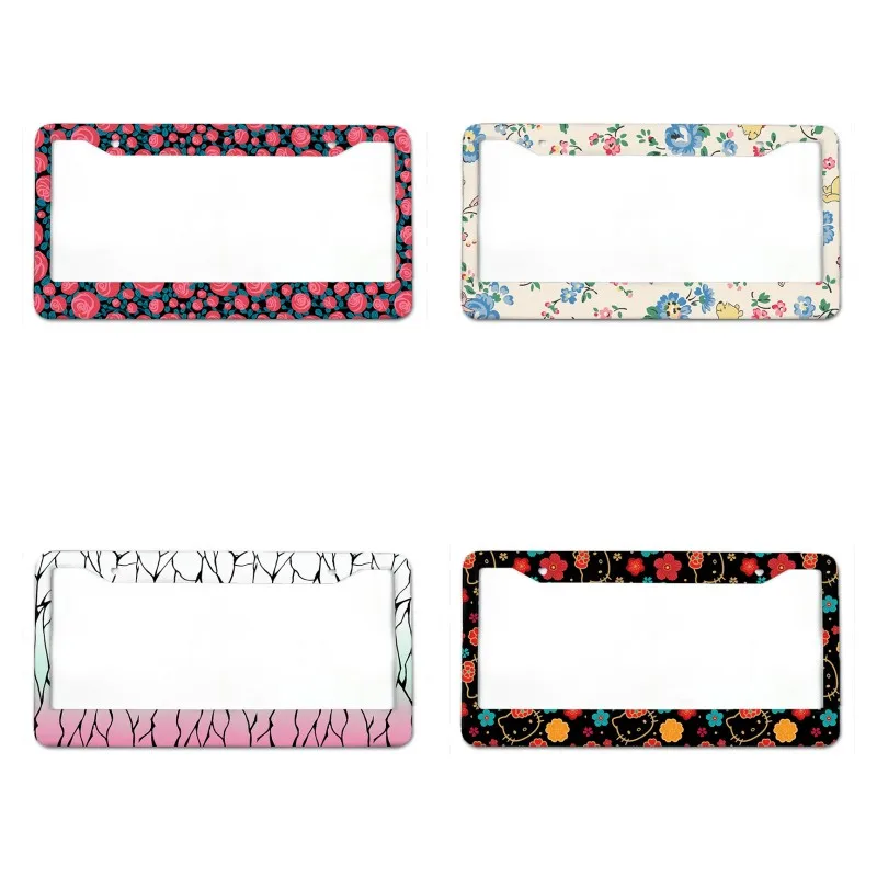 

Cute Anime Little Flower Beautiful Specification Aluminum Alloy Car License Plate Cover Car Accessories Waterproof License Plate