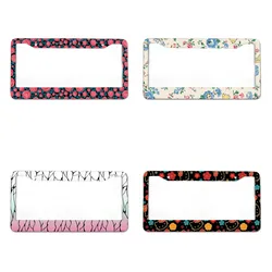 Cute Anime Little Flower Beautiful Specification Aluminum Alloy Car License Plate Cover Car Accessories Waterproof License Plate
