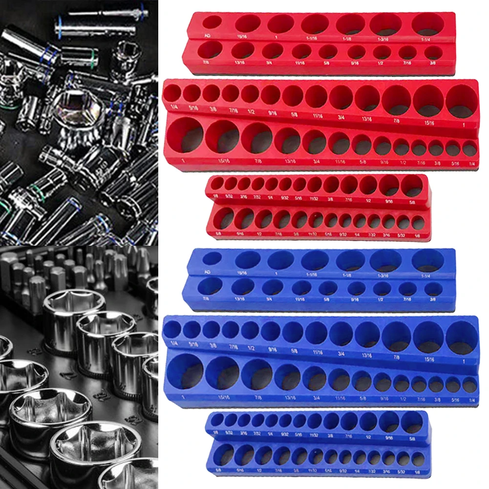 Magnetic Socket Organizers Magnetic Socket Organizer Set 1/2 3/8 1/4 Drive Metric SAE Socket Trays Holds 141 Socket Metric SAE