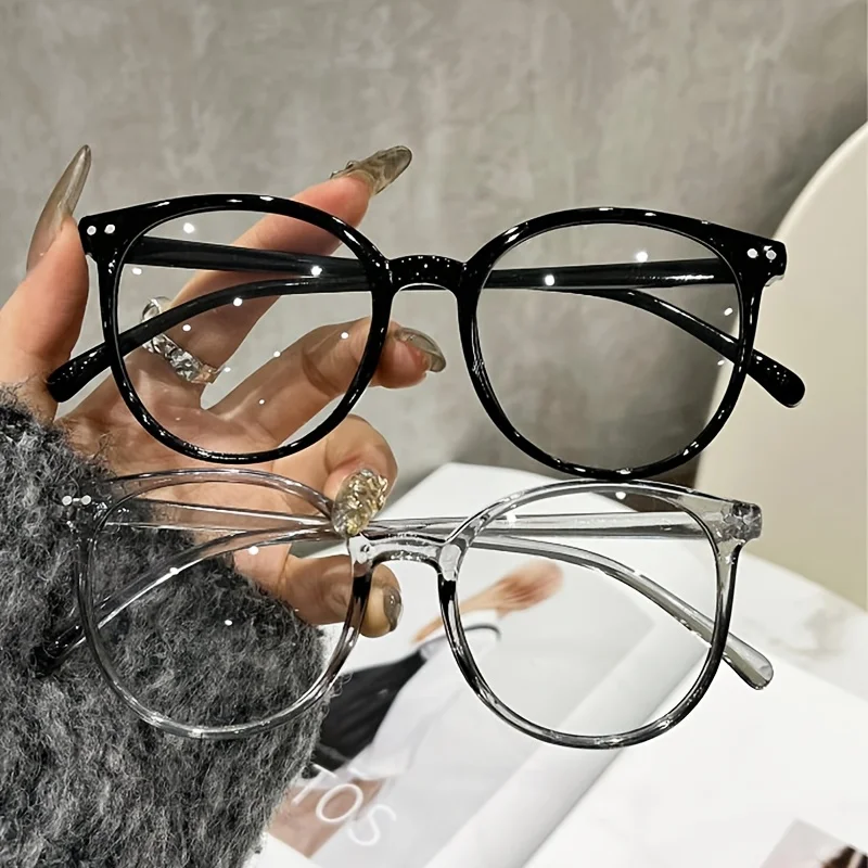 2 Pairs of Unisex College-style Round Frame Daily Casual Simple Versatile Design Perfect for Graduation Photo Shoots