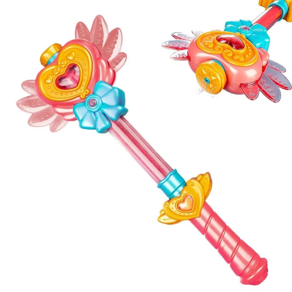 Colorful Lights Water Gun Multi Hole Spray Rotating Nozzle Fairy Water Blaster Princess Style Pull Type Magic Wand