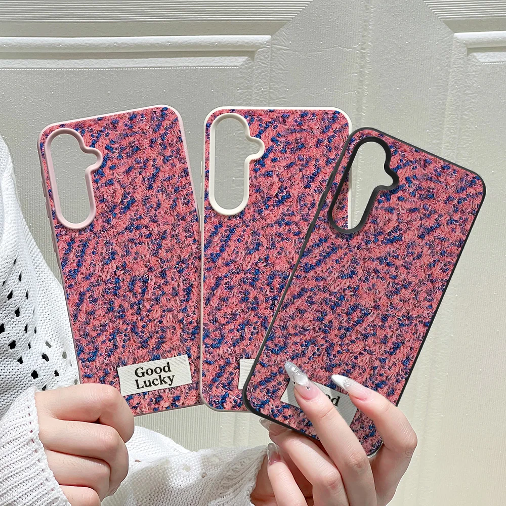 Plush Fur Pattern Leather Phone Case For Samsung S25 S26 Ultra S24 S23 A56 A57 A16 A17 A55 A36 A53 A35 A34 A06 A07 A26 A37 Cover