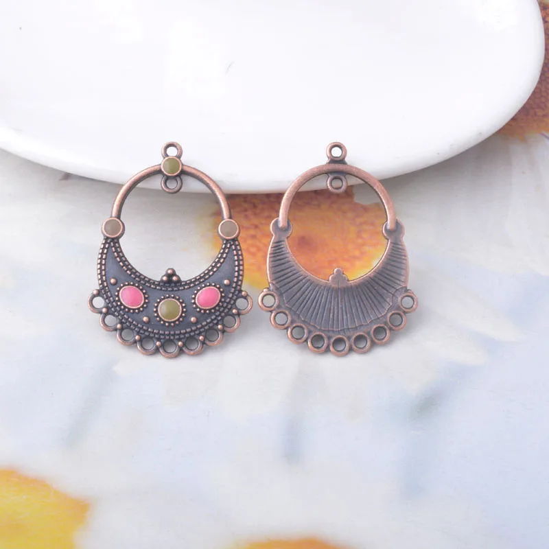 10 Stück/Set Boho Charms Verbinder Statement-Schmuckzubehör Braun Runde Dreieck-Verbinder Anhänger DIY Damenohrringe – Detail 7