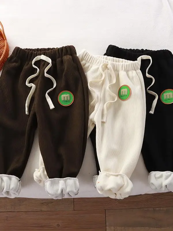 

Thiened Fce Зимние термостойкие повседневные брюки для девочек Верхняя одежда для малышей Брюки с теплыми полосками из бирюзового хлопка Thiened Корейские брюки...