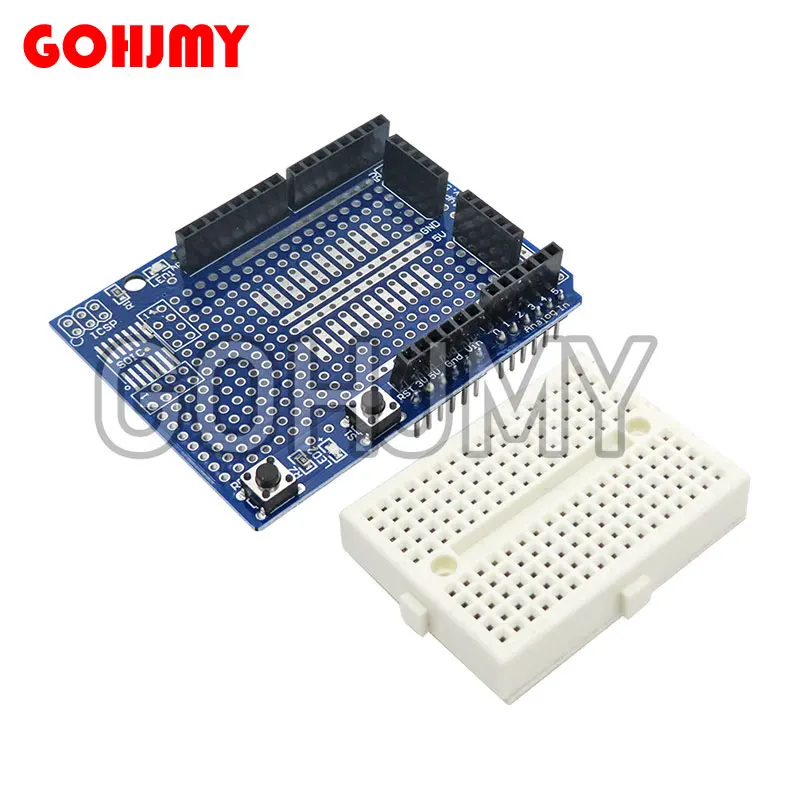 1pcs/lot UNO Proto Shield prototype expansion board with SYB-170 mini bread board based For ARDUINO UNO ProtoShield