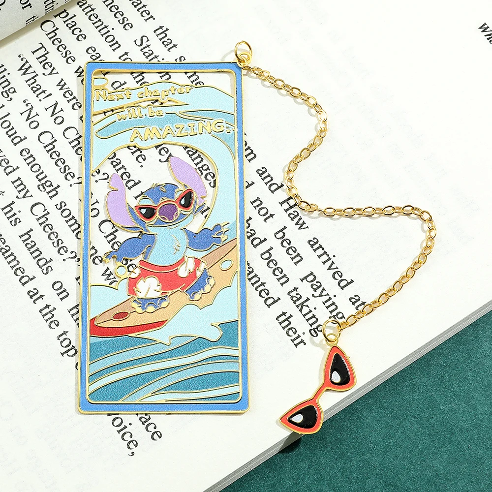 Cute Stitch Surf Edition Bookmark Cartoon Anime Fans Gifts Metal Book Marks Holiday Gifts From Parents to Children