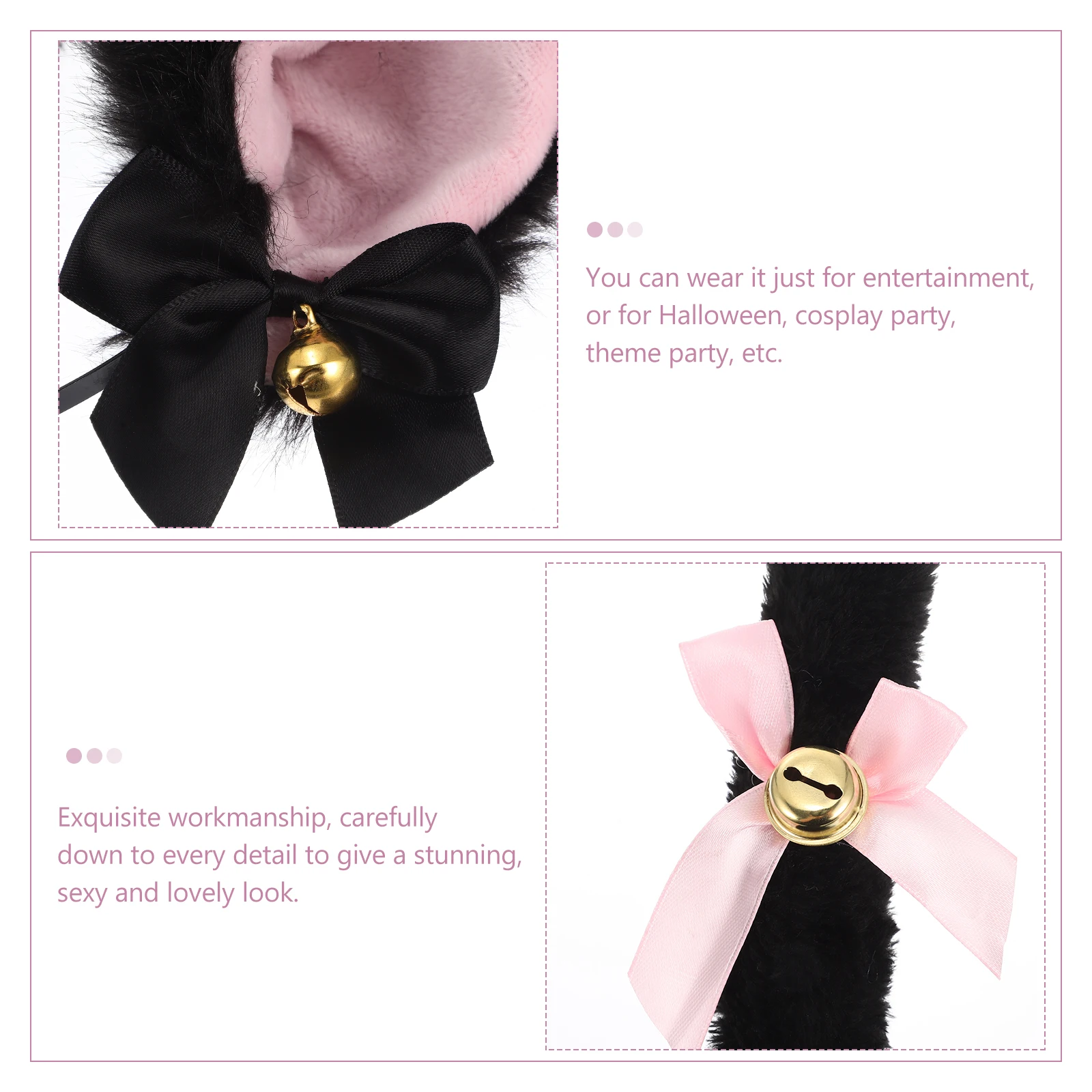 

2Pcs Cat Ears and Tail Accessories Lovely Furry Style Stunning Design for Entertainment Costume Party Gift for Girlfriend Wife