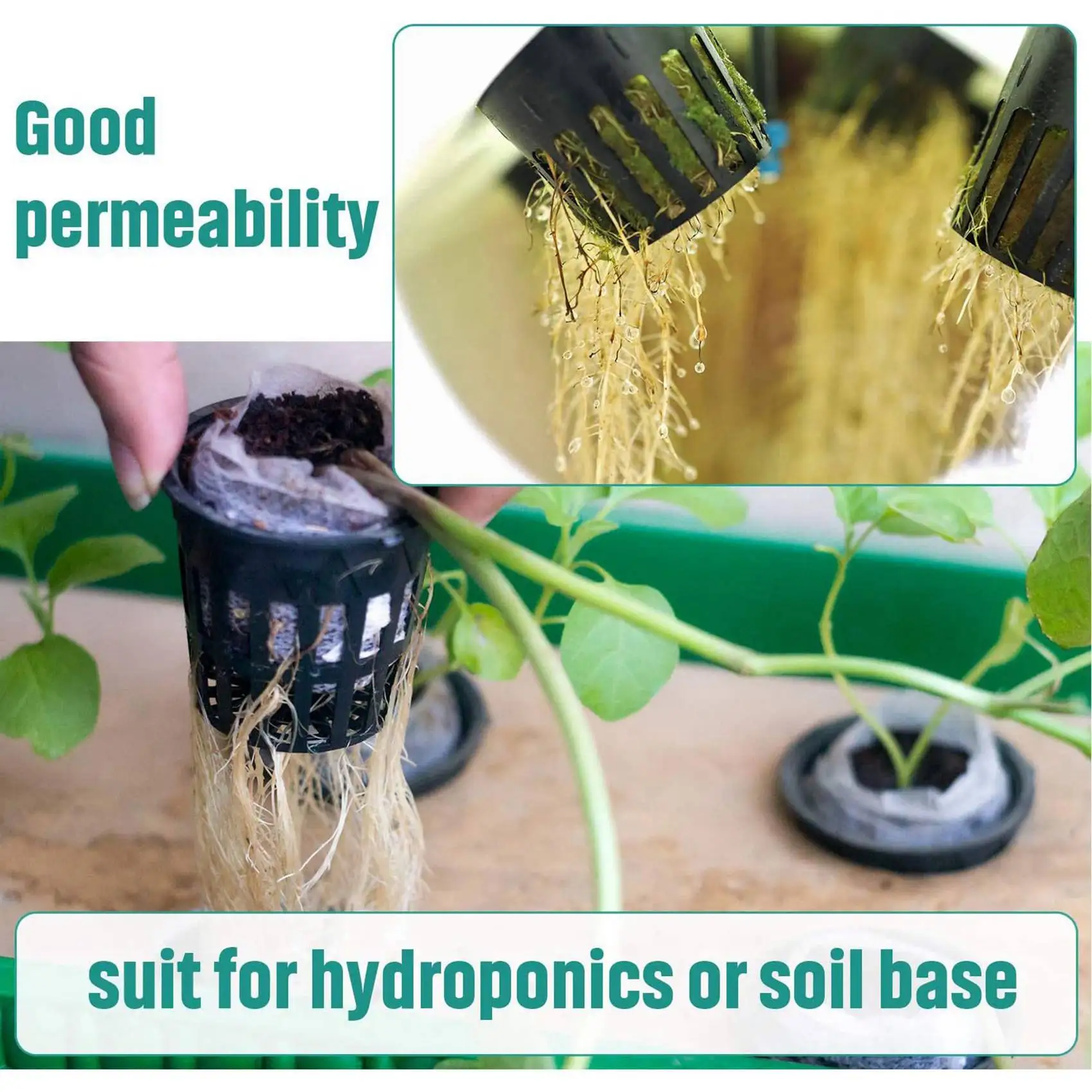 LLCS-400 Pack 1.77 Inch Net Cups Slotted Mesh Wide Lip Filter Plant Net Pot Bucket Basket For Hydroponics Aquaponics Orchids