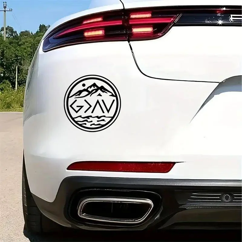 Outdoor Scenery Stickers - God Is Greater Than The Highs And The Lows- 13x13cm Waterproof Aesthetic Decal,Suitable for Car