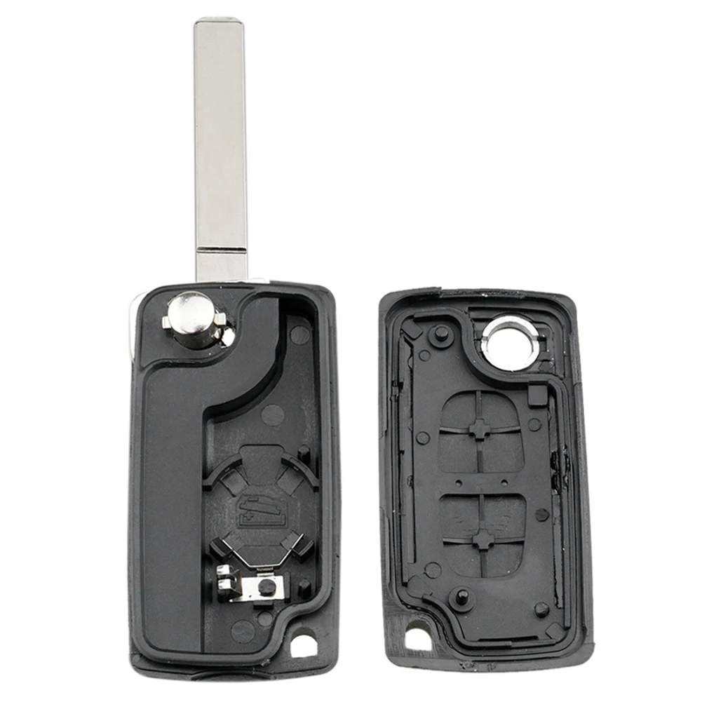 2 Buttons Flip Folding Key Case Black Remote Flip Folding Key Shell Cover Case for Peugeot 207 307