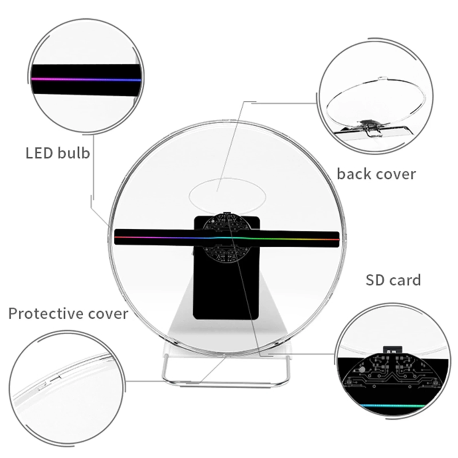 30CM Holographic Projector Fan Desktop Advertising Machine WIFI LED LOGO Light Hologram Image Display