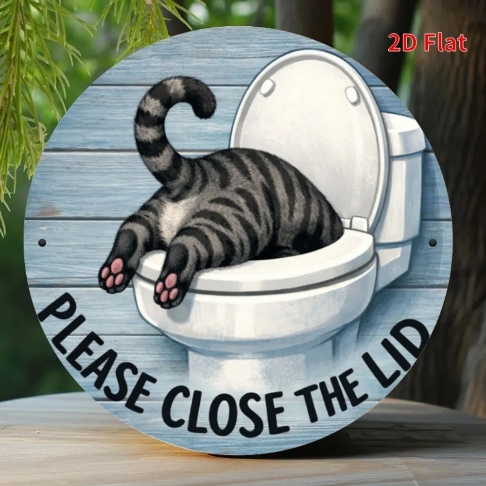 Please Close Lid Metal Sign Hygiene Reminder Bathroom Wall Art 2D