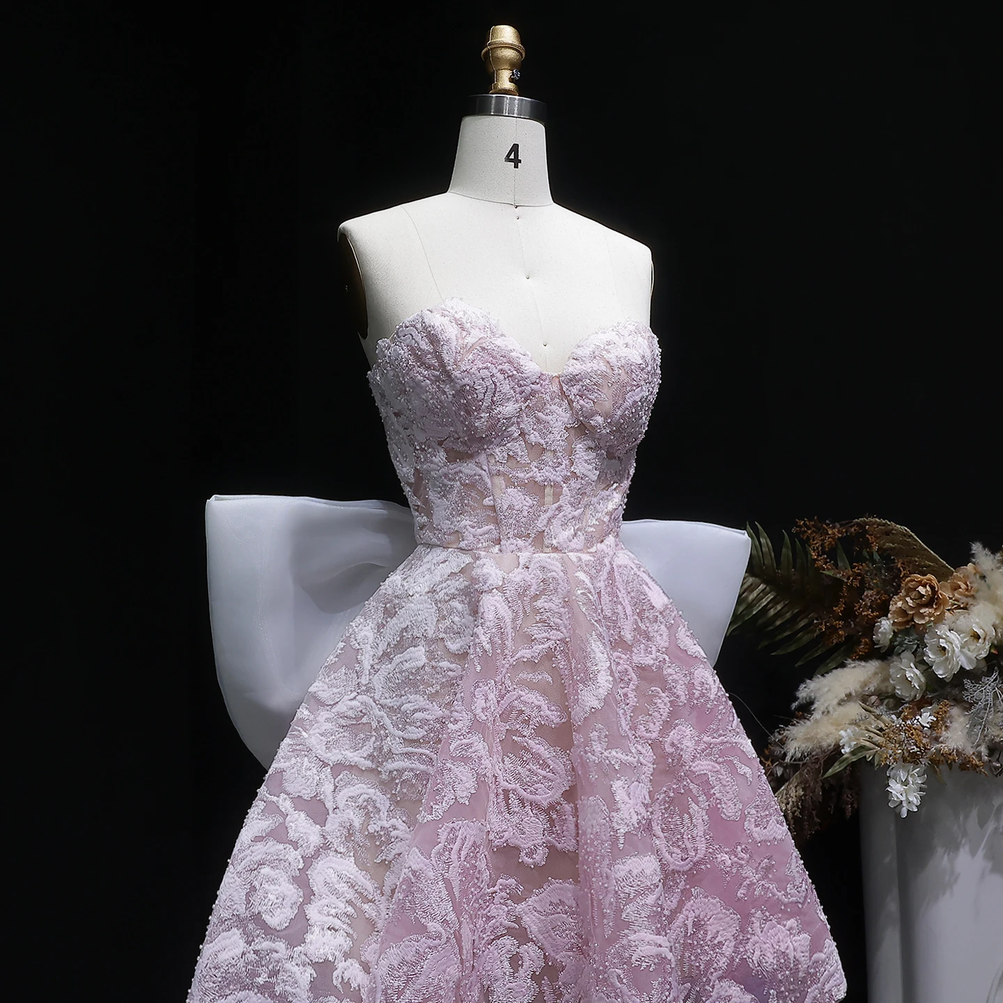 Sharon Said Blaues Sweetheart-Perlenkleid mit großer Schleife, Dubai Sexy Cocktail-Abschlussballkleid RM138 Maßanfertigung – Detail 15