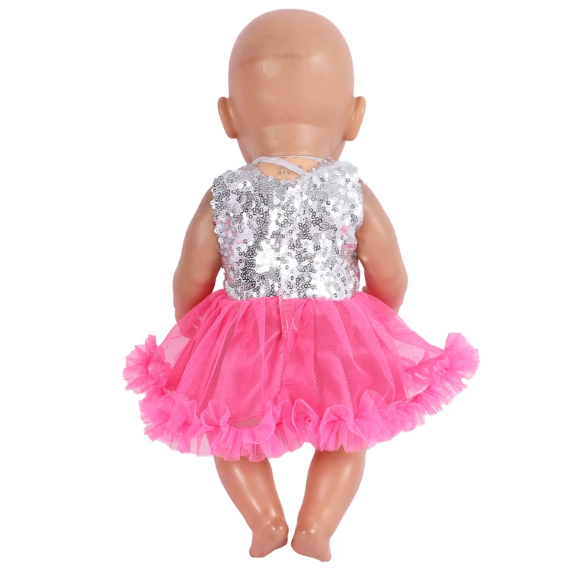 43 cm Doll Clothes 17 Inch Doll Fashion Sequins Dress Baby Born Dolls Costume American Girl Fit Bjd 1/4 Doll Doll Accessories