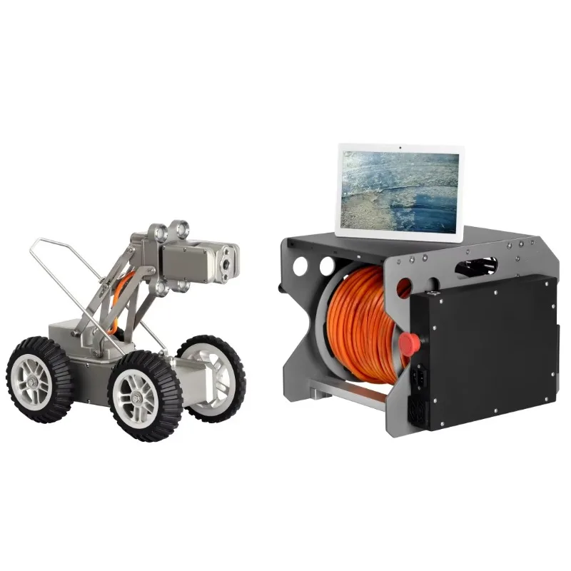 Waterproof 60m cable large sewer inspection crawler camera robot system