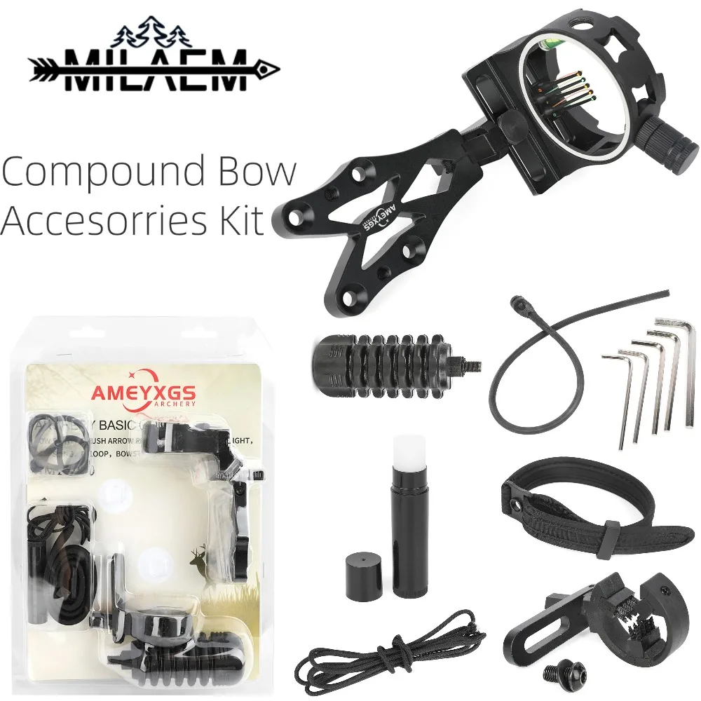 

Archery Compound Bow Accessories Kit,Bow Sight,Shock Absorber,Arrow Rest,String Wax,Wristband,Archery Set Bow Hunting Tools Set