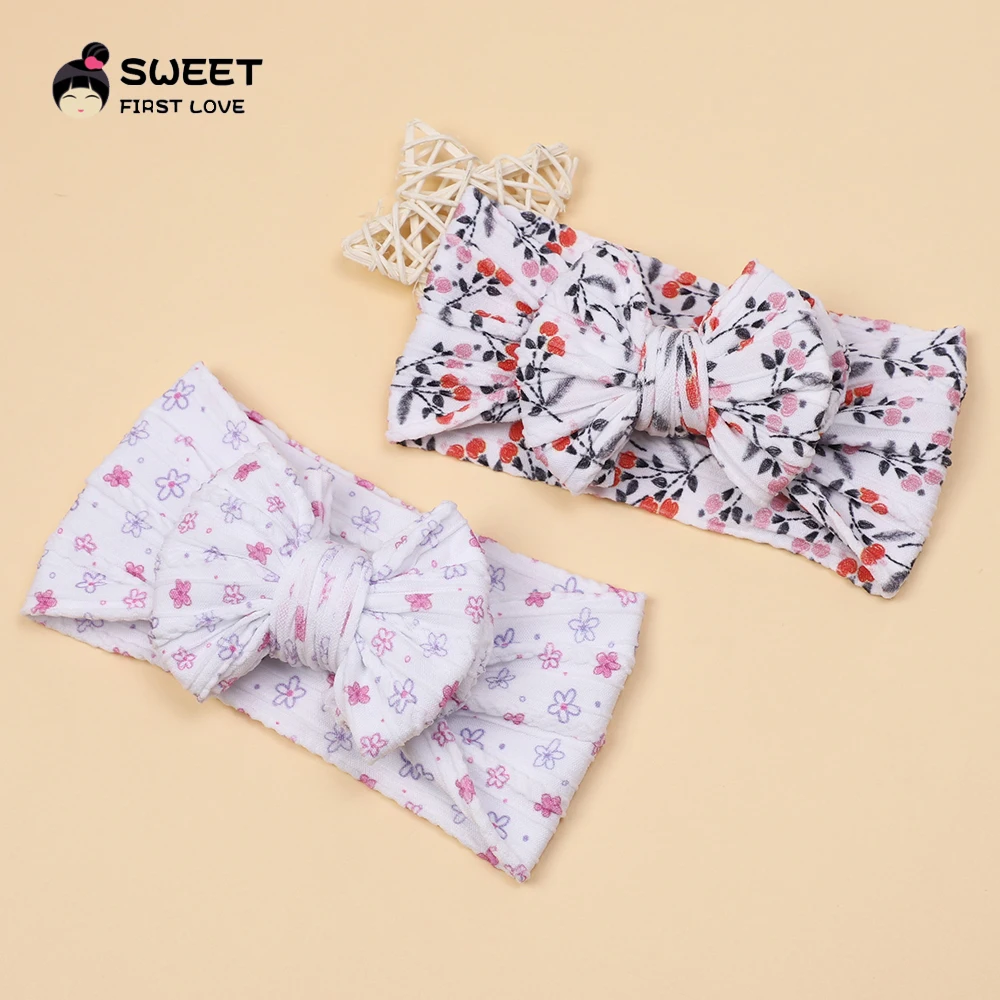 New Printed Bow Headband For Baby Girls Cute Thickened Double Bowknot Soft Kids Hair Bands Elastic Children\'s Hair Accessories