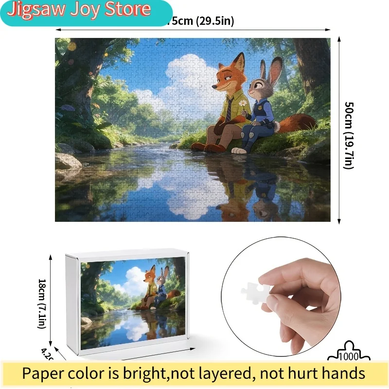 1000pcs Disney Zootopia Judy & Nick Wilde Poster Puzzle - & Brain, Movie, / Game for Birthday Gift, Room Decor