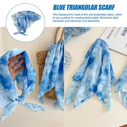 Blue Tie Dye Triangle Scarf Women's Thin Summer French Pastoral Style Headband Photos Decoration Veil Headscarf Wrapped Ret X6Q7