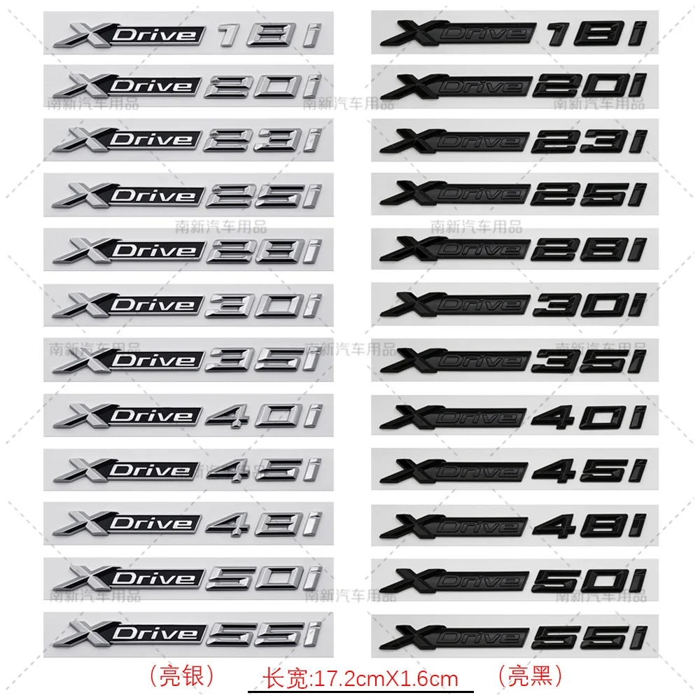 Chrom Schwarz Buchstaben Fender Trunk Embleme Für BMW XDrive 18i 20i 23i 25i XDrive28i 30i 35i 38i 40i 45i XDrive48i 50i XDrive55i