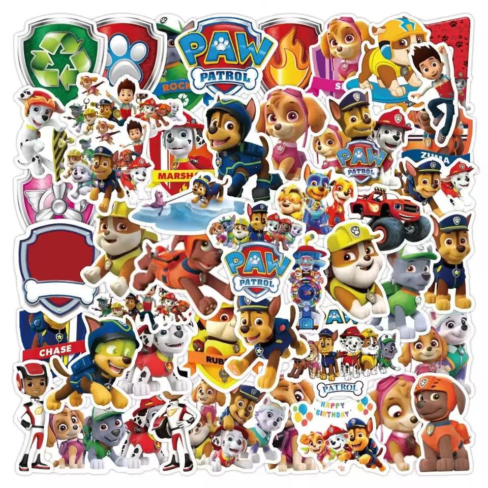 New 50PCS Paw Patrol Children's Cartoon Stickers Cute Kids Stationery Supplies School Teacher Supplies Reward Sticker Gift view 4