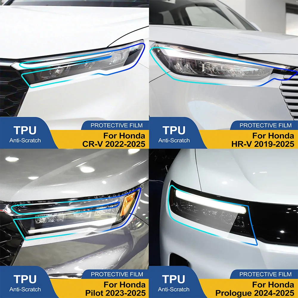 

For Honda CR-V/HR-V/Vezel/Civic/Accord/Fit/Jazz/Pilot TPU Headlight Protective Film Smoke Black Anti-Scratch Vinyl Wrap Cover