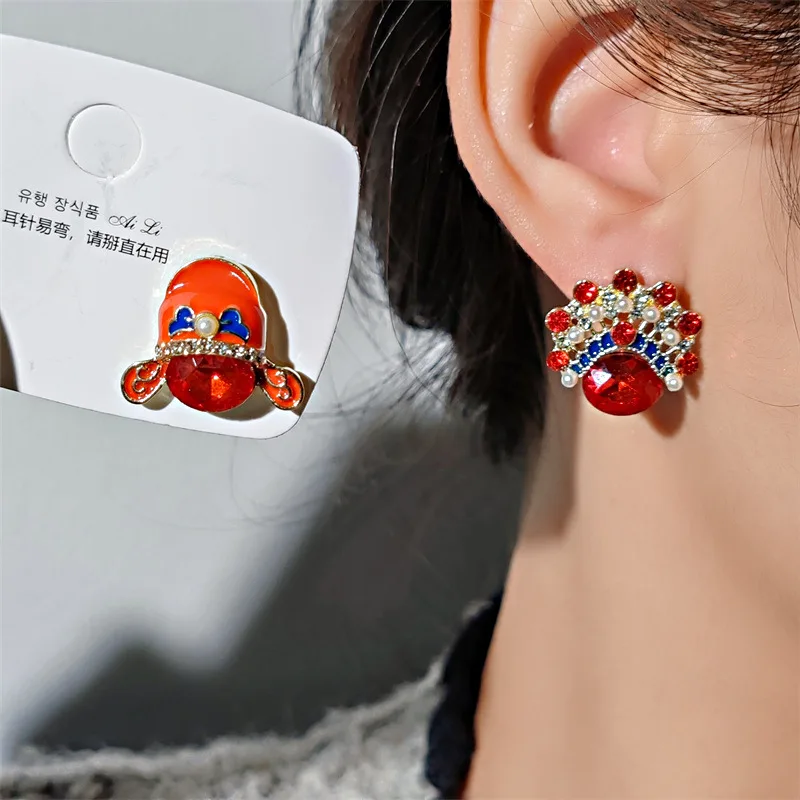 Personalized Chinese style Peking Opera cheeky earrings fashionable ethnic pearl earrings for women holiday girls jewelry gifts