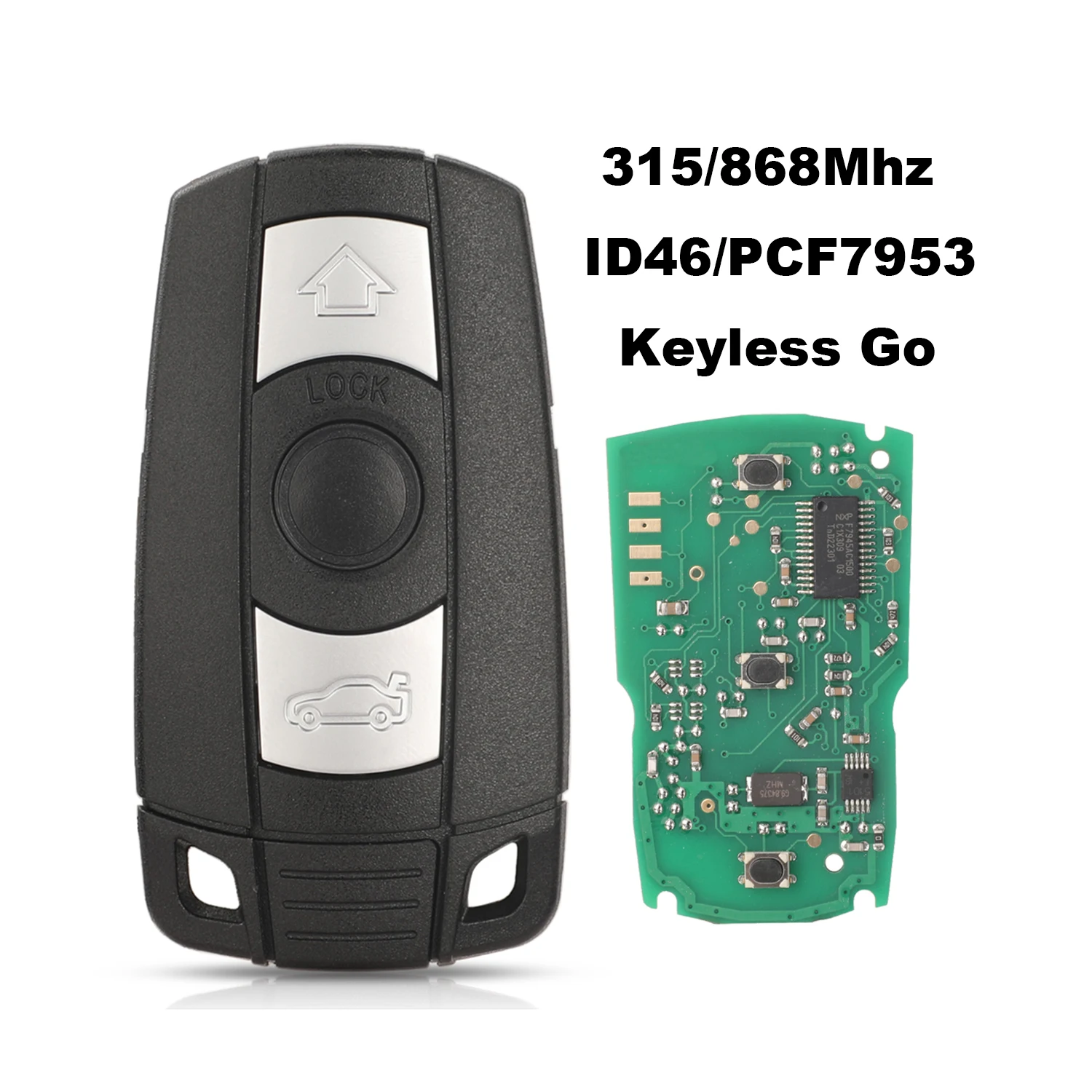 jingyuqin Keyless Go Smart Car Key 315/868 Mhz ID46/PCF7953 For BMW 1/3/5/7 Series CAS3 X5 X6 Z4 Control Transmitter with Chip