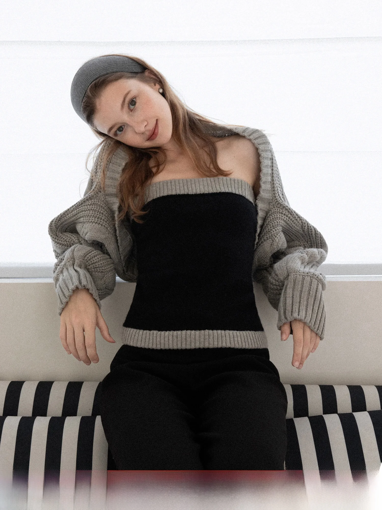 

Canton S ey Twisted Knitted Open Cardigan Sweater Women's Slim Fit Vest Tank Top Two-Piece Set Autumn Winter Faion