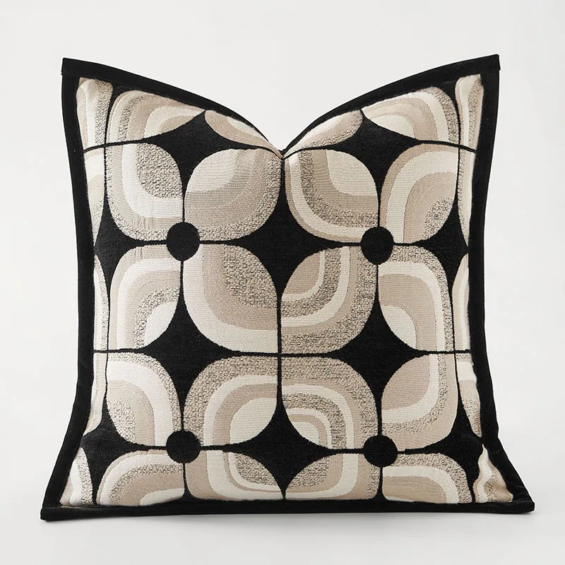 Black Khaki Pillows Geometric Cushion Case Modern 45x45 50x50 Decorative Pillow Cover For Sofa Chair Bedding Home Decorations