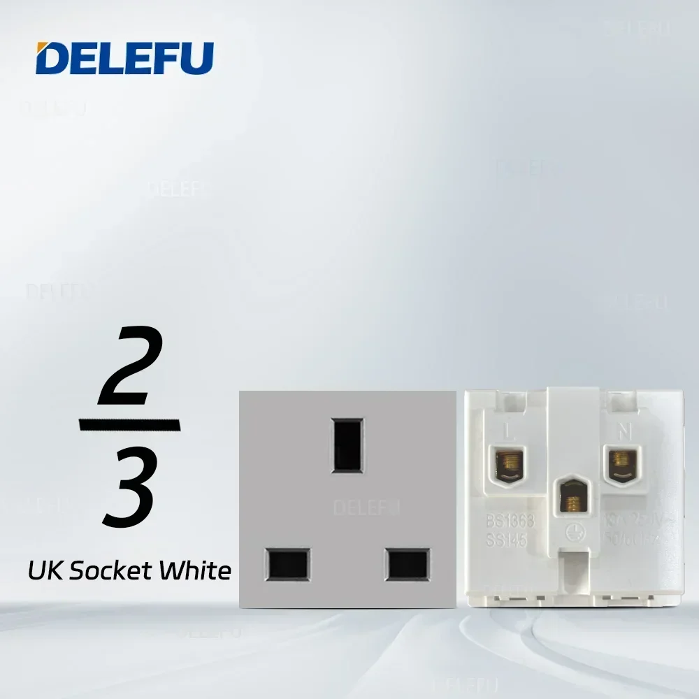 DELEFU English, Multi-functional Free Combination Computer USB Type C Wall Socket DIY Grey