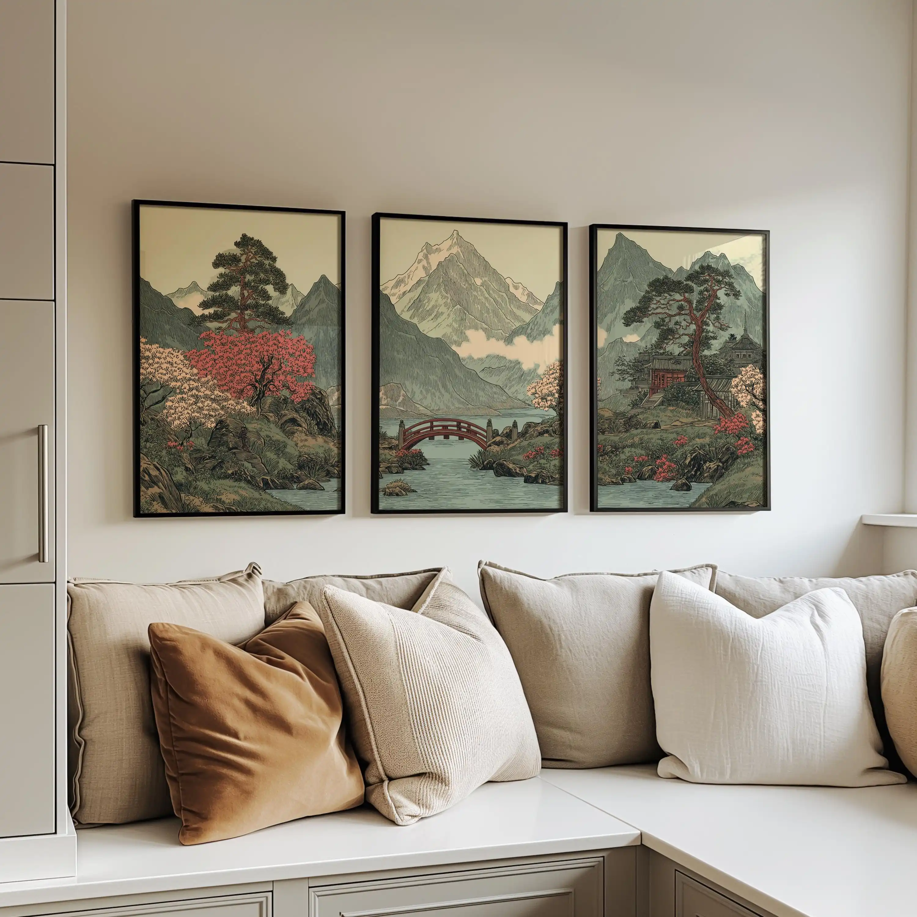 Tríptico de paisaje de montaña - Home Decor Zen Style reseña y precio