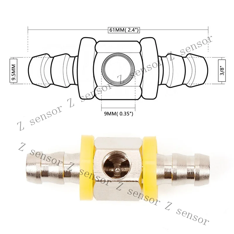 RRR+ 3/8 Fuel Line Fuel Pressure Gauge Sensor T-Fitting Barb Adapter 1/8 NPT Clamps