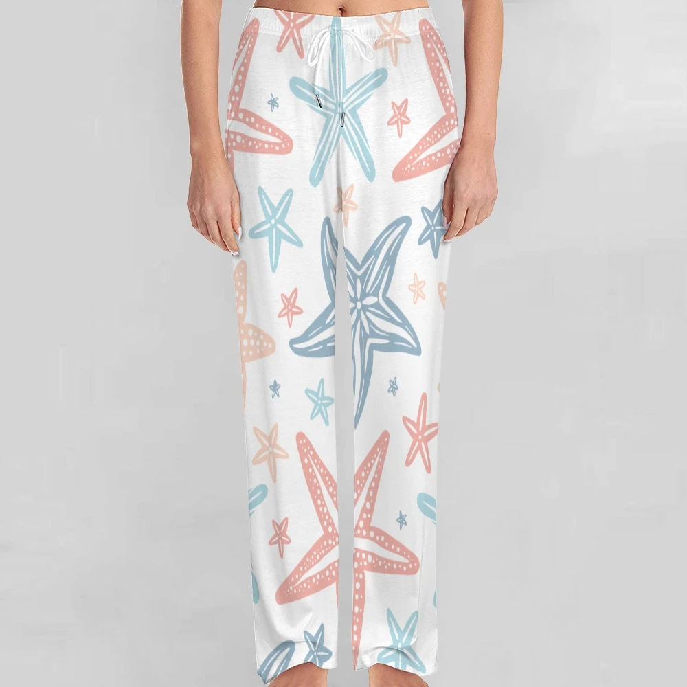 Pantalones de pijama con patrón de estrella de mar para hombre y mujer, ropa de dormir supersuave, con bolsillos y cordón, Unisex