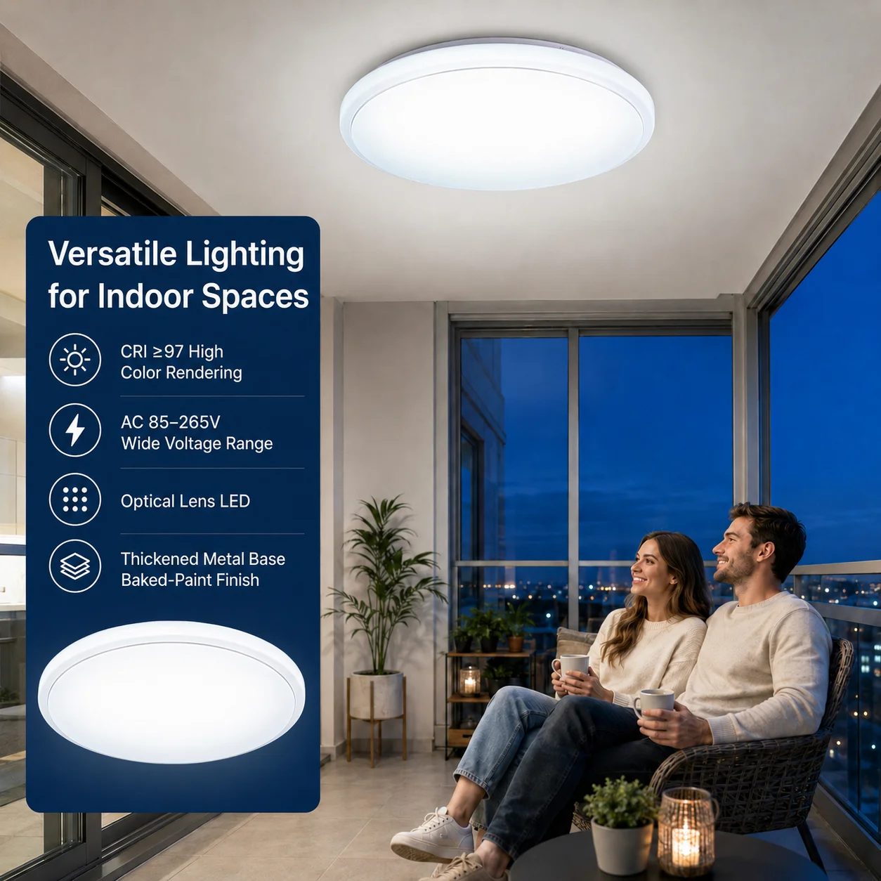 85-265V ceiling lamp, LED modern, 18W white light, bedroom lamp, room star-studded round, balcony passageway, global universal l