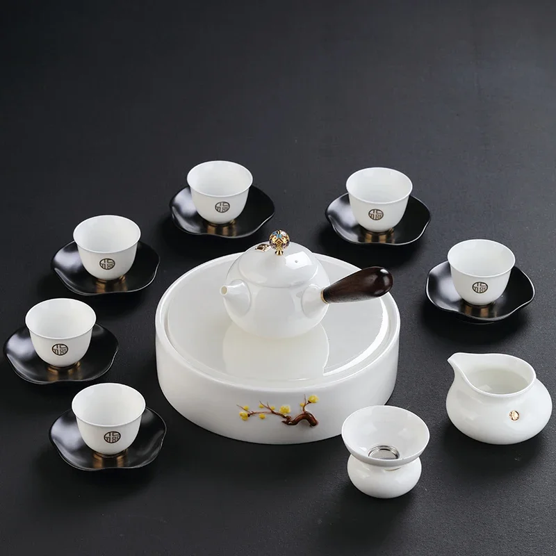 Suet jade white porcelain tea set