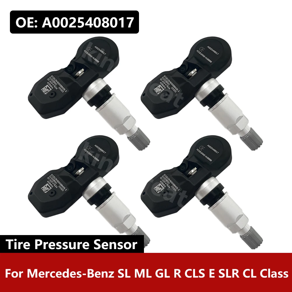 4PCS/Lot For Mercedes-Benz SL ML GL R CLS E SLR CL Class 433Mhz TPMS Sensor Tire Pressure Monitor System A0025408017