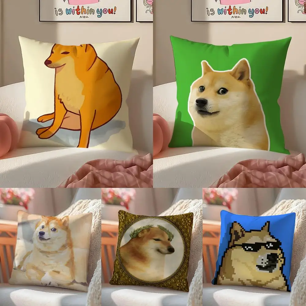 Dog-themed memes are trending online Pillow Case Double-Sided Plush Sofa Cushion Covers Organic Breathable Invisible Zipper