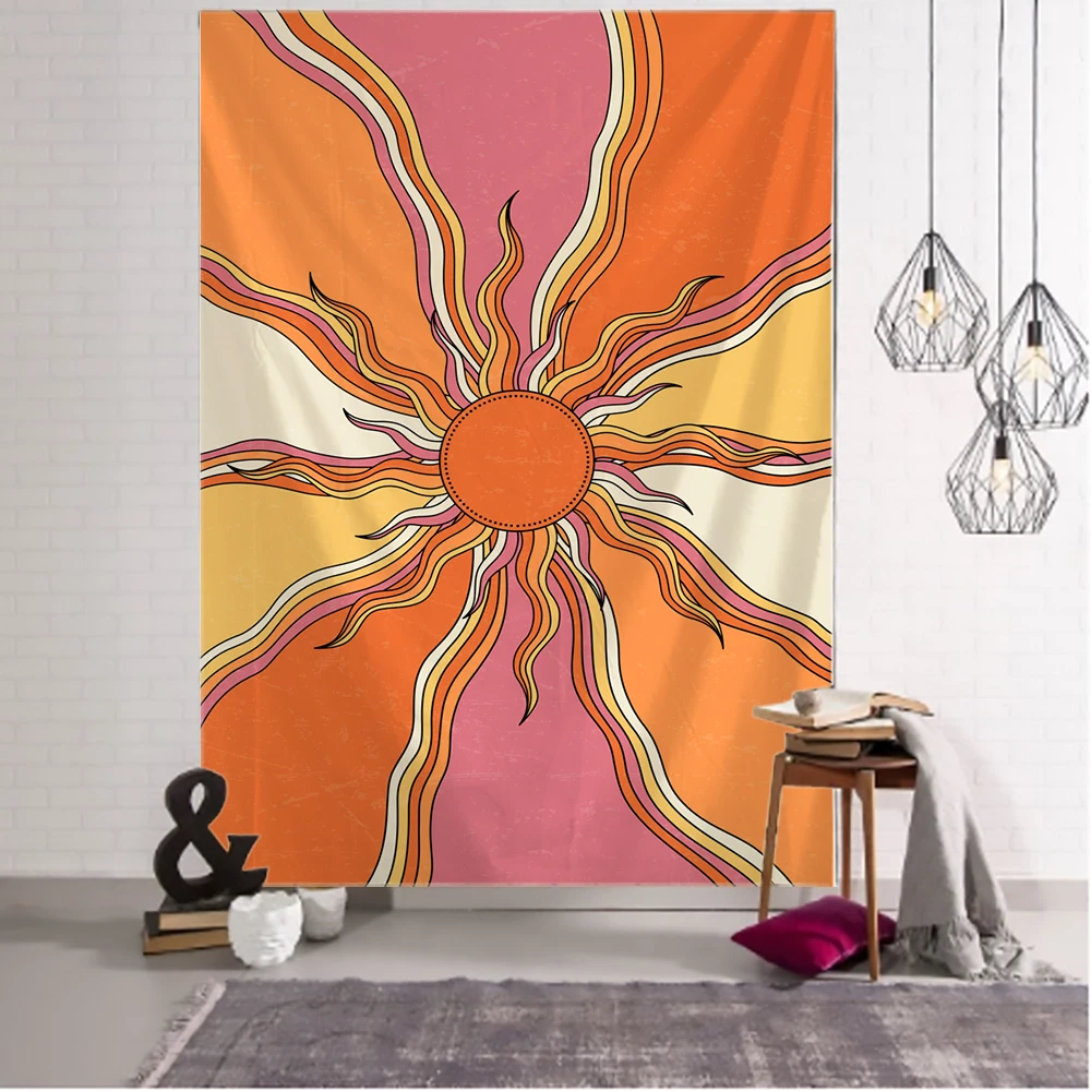 Cartoon Colorful Sun Tapestry Wall Hanging Kawayi Art Bohemia Tapies Hippie Simple Girls Dormitory Home Decor