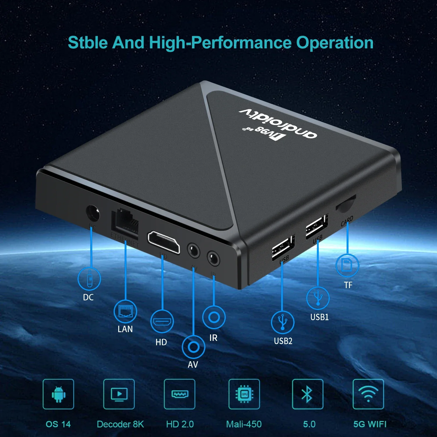 Android 14 TV Box  8K Set Top Box Allwinner H313 HD 4K Quad Core 5G Dual Wifi BT5.0 Support Smart Voice control Remote Control