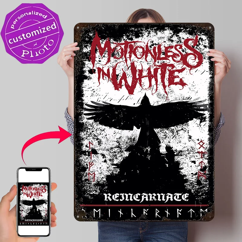 Motionless In White Reincarnate 3D Printed Texture Poster Personalized Wall Art Retro Metal Tin Signs for Interior Accessories
