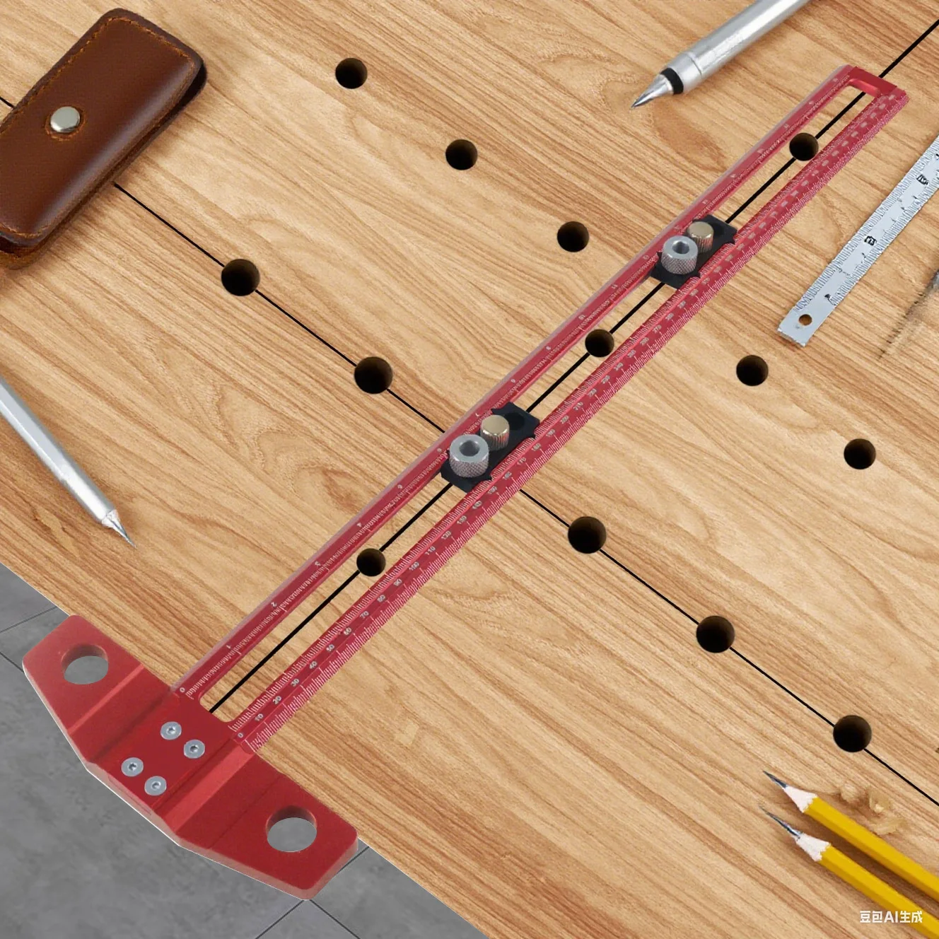 

Деревообработка 2 в 1, линейка для позиционирования сверления, регулируемая Т-образная площадь с дрелью 6/8/10 мм, маркировочный калибр, инструменты «сделай сам»