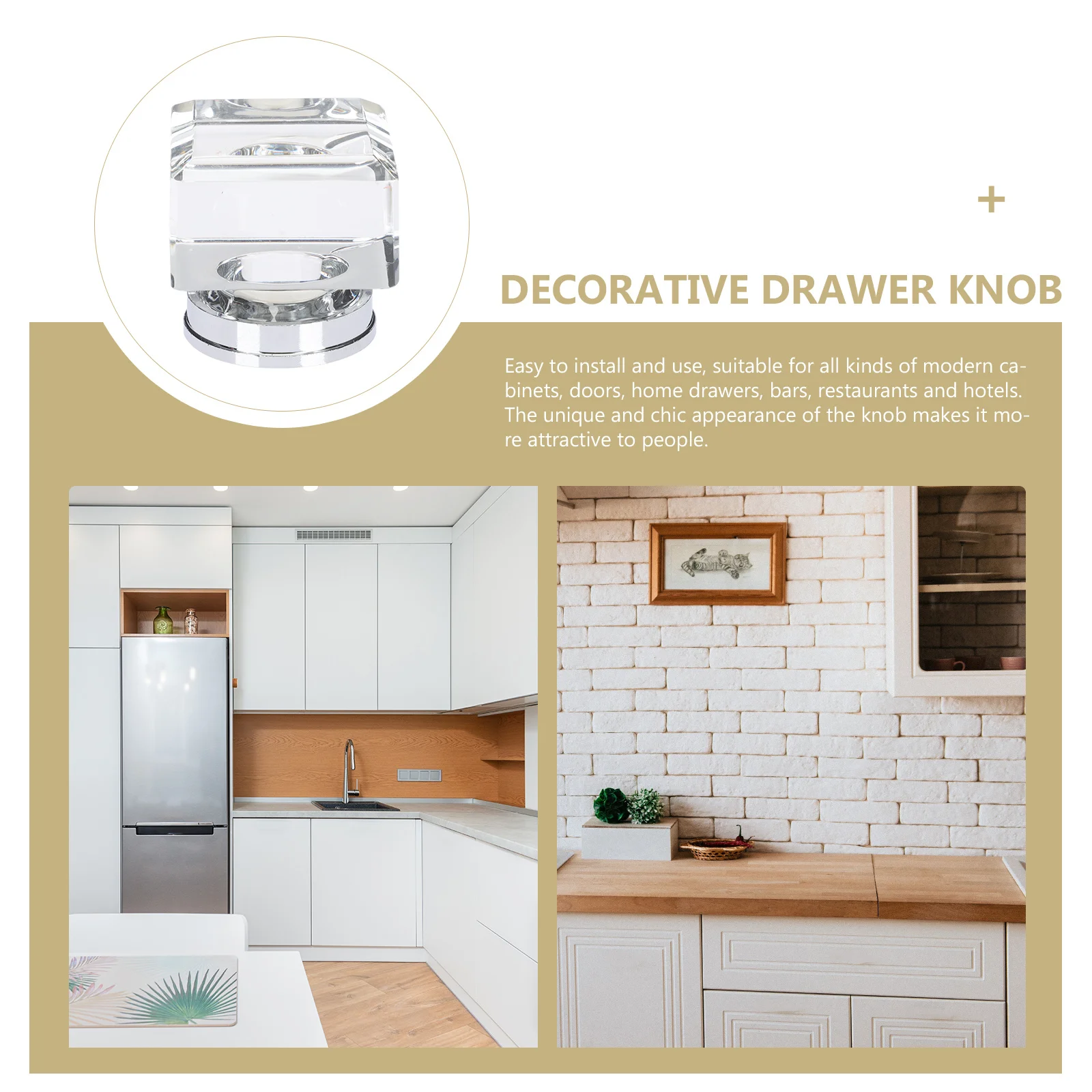 

2Pcs Crystal Cabinet Knobs European Style Clear Drawer Knob Easy to Install Long Service Life Decorative Drawer Knobs