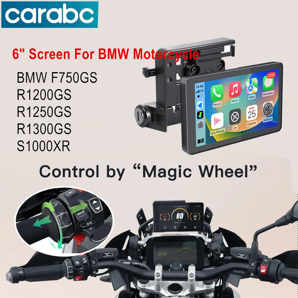 CARABC Motorrad-Navigation 6" Bildschirm Kabelloses Carplay Android Auto Für BMW F750GS XR M1000 R1200GS R1250GS R1300GS S1000XR