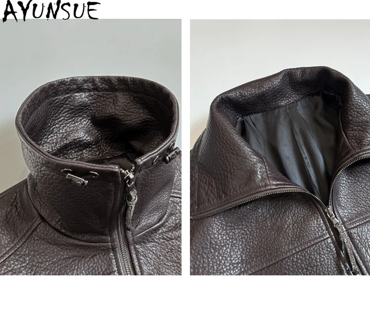 AYUNSUE Echtlederjacke Damen 2025, Schaffell-Ledermantel, Frühling und Herbst, Damenkleidung, neu in Oberbekleidung, Jaqueta De Couro