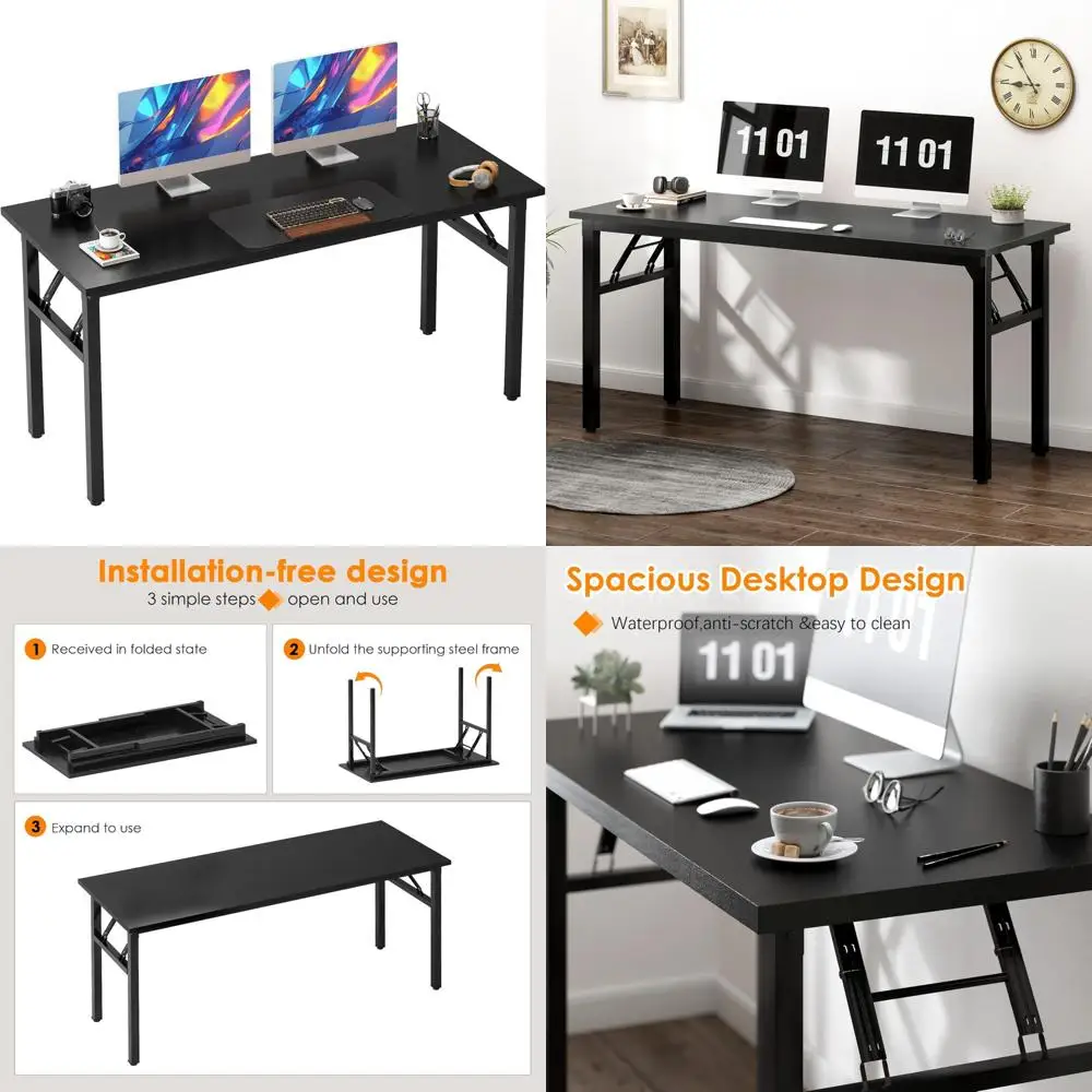 

Large 54 Inch Folding Desk for Home Office, Study, and Writing - No Assembly Required