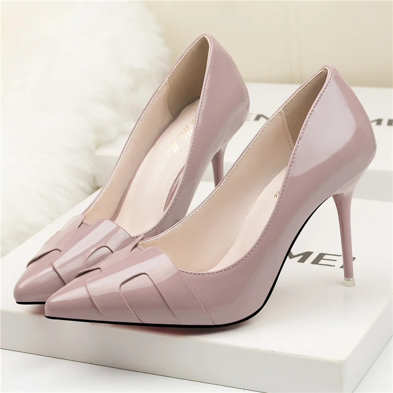 Women Fetish 9.5cm High Heels Replica Pumps Wedding Bridal Heels Orange Silver Leather Glossy Scarpins Lady Luxury Design Shoes