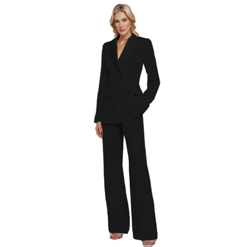 

2 Piece Sets for Women V Neck Long Sleeves Business Office Casual Outfits for Women Outfits Professional Blazer PantSuit